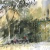 Ham Long Church Vietnamese Watercolor Painting By Artist Minh Dam