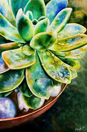 Succulent II - Watercolor Painting By Artist Thanh Ha