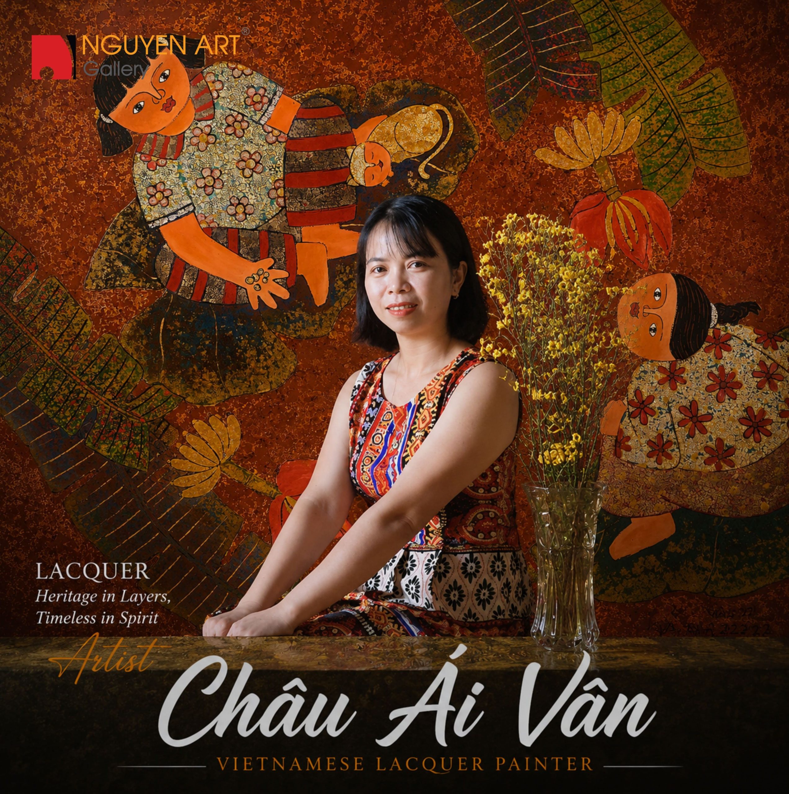Artist Chau Ai Van - Vietnamese Lacquer Paintings on Wood - Nguyen