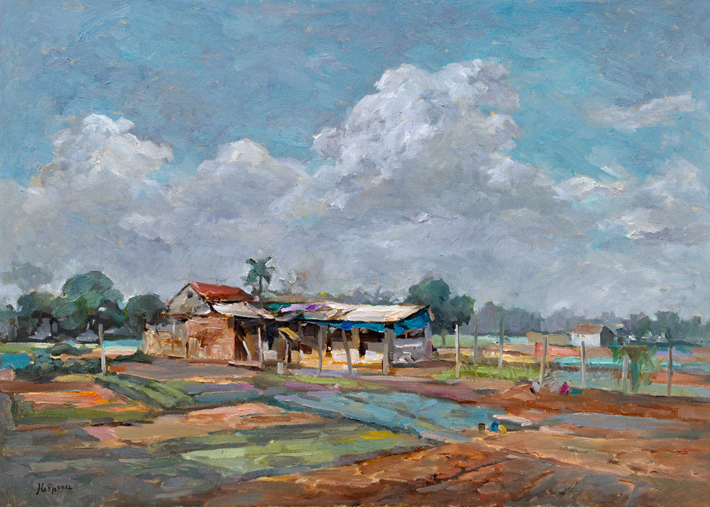 Sunny Day - Vietnamese Oil Painting by Artist Dang Hiep