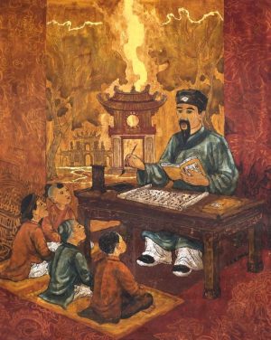 The Pursuit of Knowledge - Lacquer Painting by Artist Ngo Ba Cong