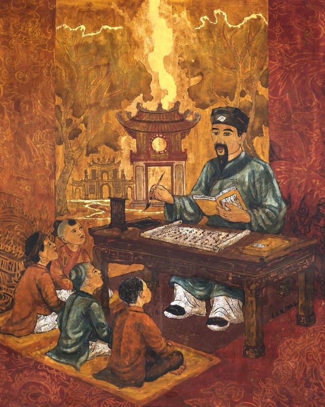The Pursuit of Knowledge - Lacquer Painting by Artist Ngo Ba Cong
