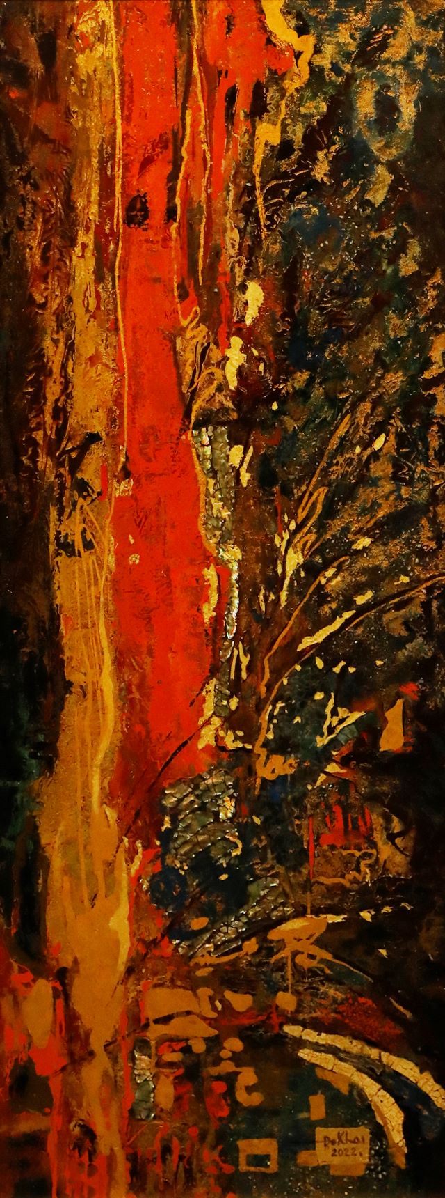 Abstract I - Vietnamese Lacquer Painting by Artist Do Khai