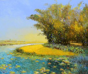 Afternoon Sunlight III - Vietnamese Oil Painting Landscape of Dang Dinh Ngo