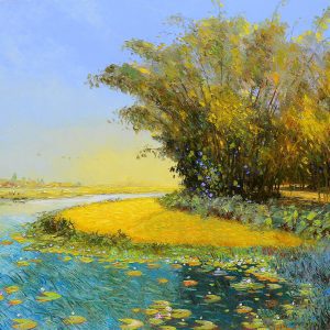 Afternoon Sunlight III - Vietnamese Oil Painting Landscape of Dang Dinh Ngo