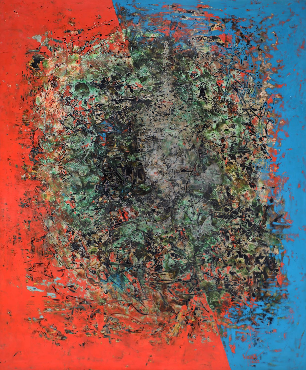 Aggregate 02 - Vietnamese Lacquer Painting by Artist Nguyen Van Nghia