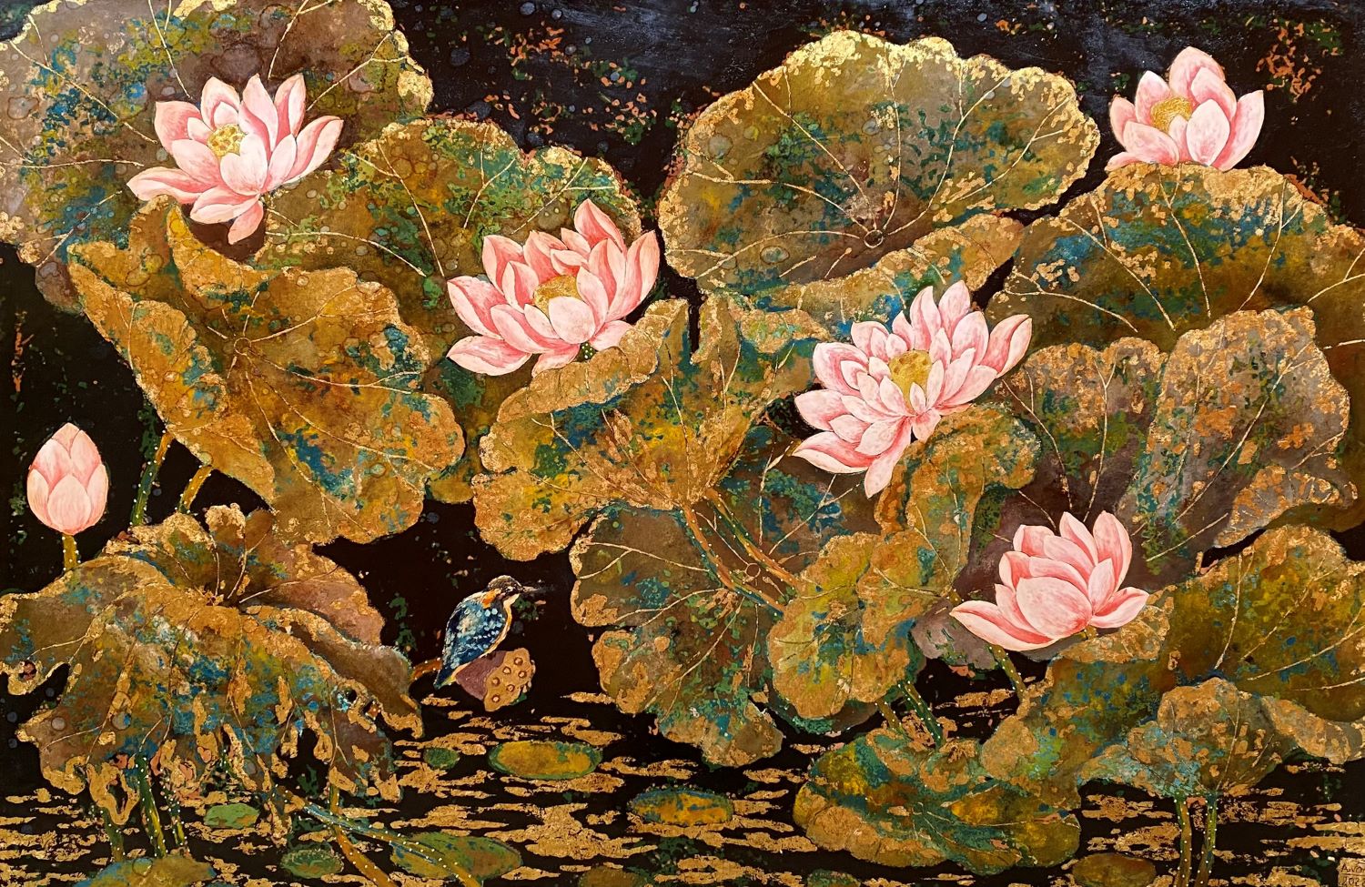 Aura of the Summer - Vietnamese Lacquer Painting by Artist Chau Ai Van