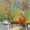 Autumn Comes to My Village - Vietnamese Oil Painting by Artist Lam Duc Manh