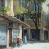 Autumn Sunlight on Street - Vietnamese Oil Painting by Artist Lam Duc Manh