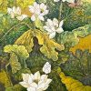 White Lotus Blossom Vietnamese Lacquer Painting by Artist Do Khai