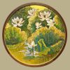 White Lotus V - Vietnamese Lacquer Painting by Artist Do Khai