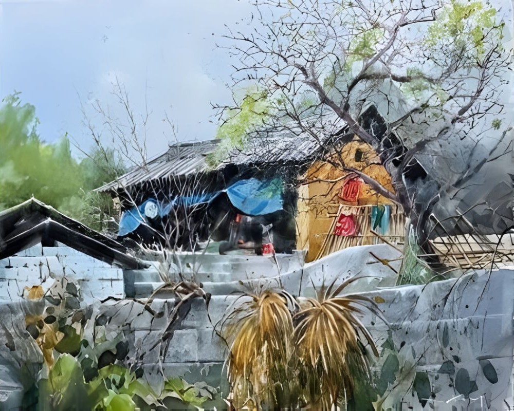 Cang Tang Village - Watercolour Painting By Artist Bui Thanh Viet Hung