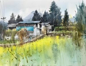 Lao Xa Village - Watercolour Painting By Artist Bui Thanh Viet Hung