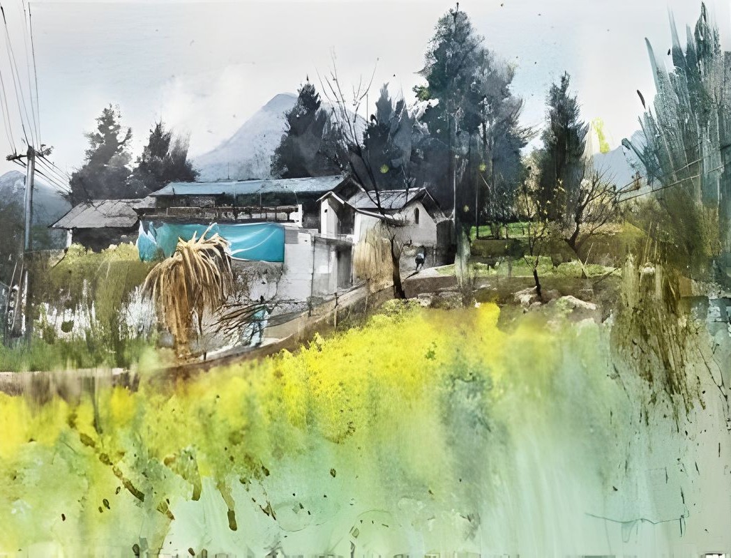Lao Xa Village - Watercolour Painting By Artist Bui Thanh Viet Hung