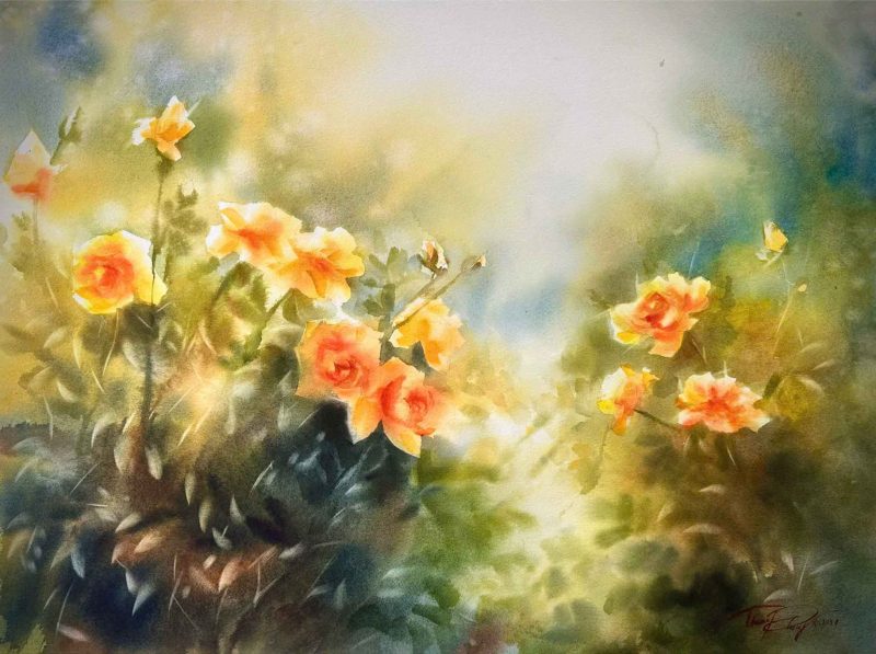 Morning Light Vietnamese Watercolor Painting By Artist Phuong Thao