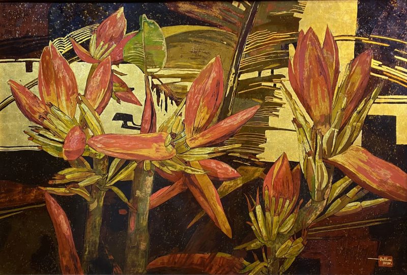 Banana Flower 02 - Vietnamese Lacquer Paintings by Artist Do Khai