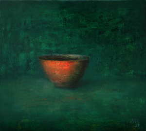 Old Bowl 48 Vietnamese Lacquer Painting by Artist Nguyen Tuan Cuong