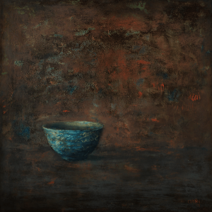 Old Bowl 49 Vietnamese Lacquer Painting by Artist Nguyen Tuan Cuong