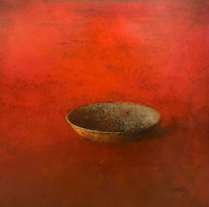Old Bowl 50 - Vietnamese Lacquer Painting by Artist Nguyen Tuan Cuong