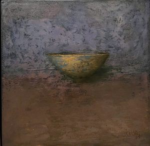 Old Bowl 51 - Vietnamese Lacquer Painting by Artist Nguyen Tuan Cuong