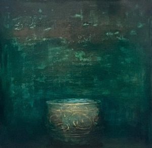Old Bowl 52 - Vietnamese Lacquer Painting by Artist Nguyen Tuan Cuong