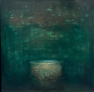 Old Bowl 52 - Vietnamese Lacquer Painting by Artist Nguyen Tuan Cuong