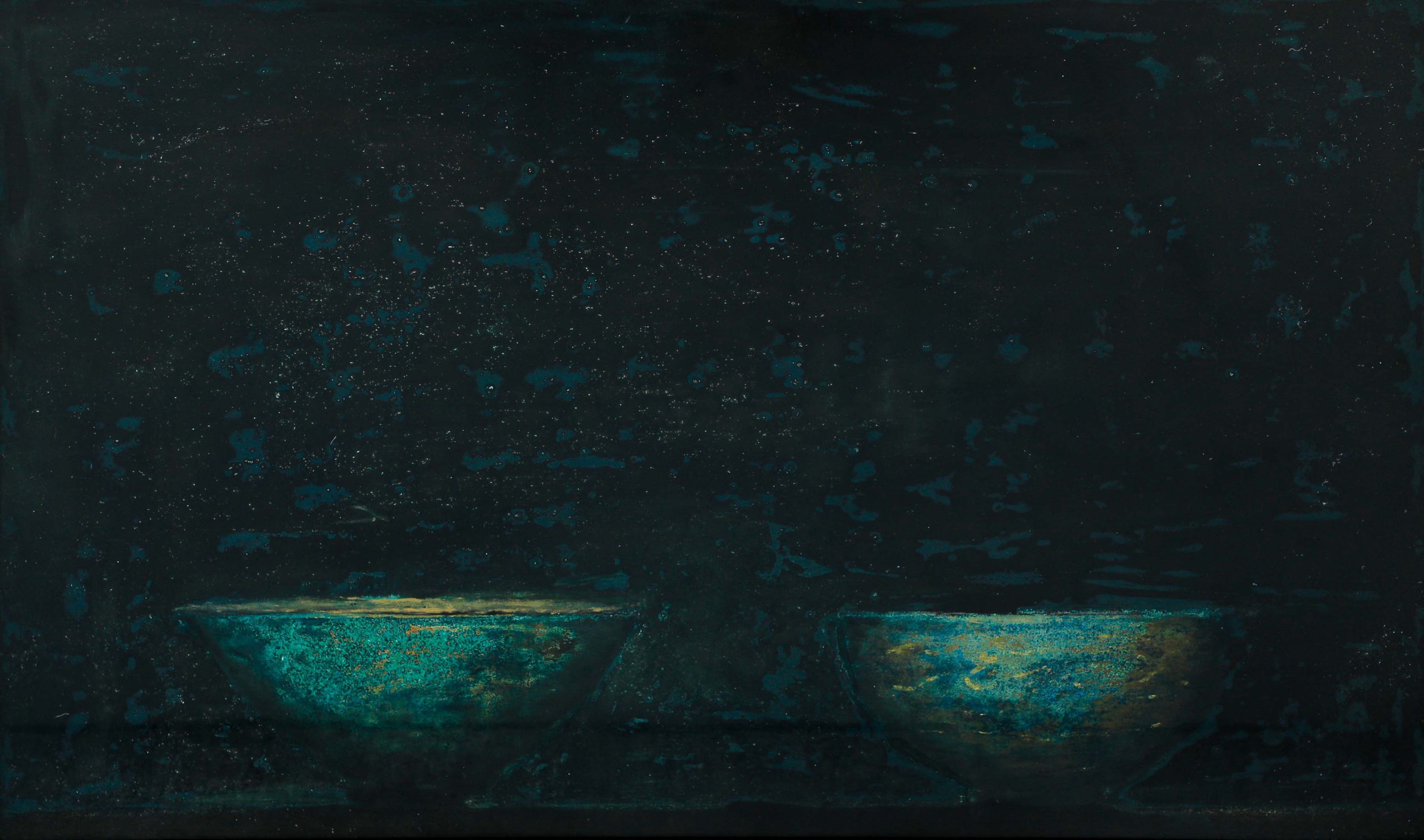 Old Bowl 53 - Vietnamese Lacquer Painting by Artist Nguyen Tuan Cuong