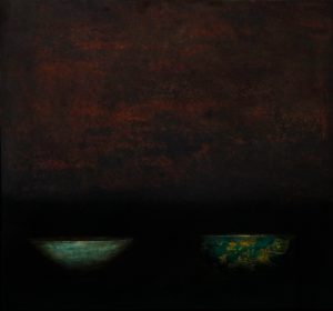 Old Bowl 54 - Vietnamese Lacquer Painting by Artist Nguyen Tuan Cuong