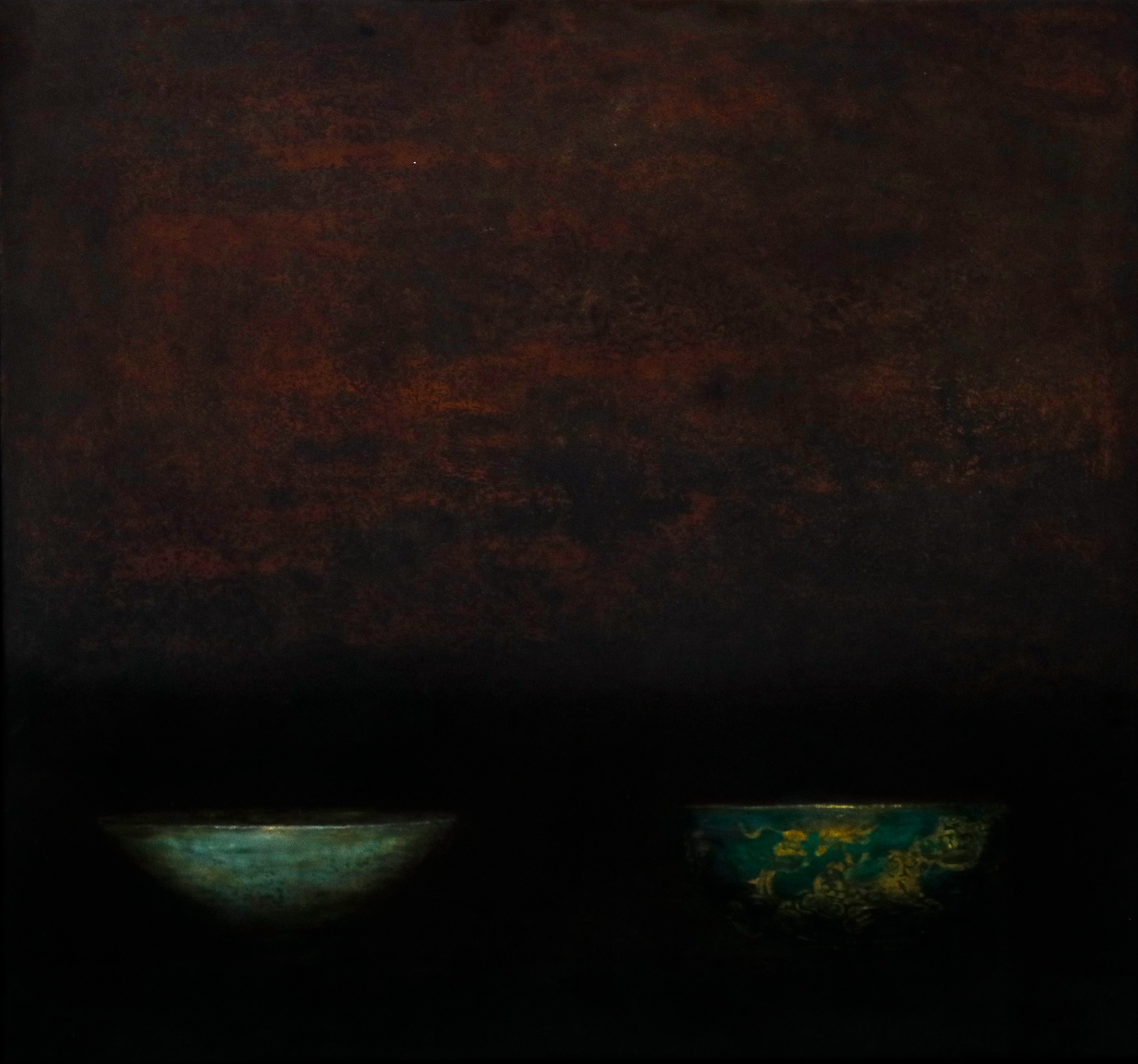 Old Bowl 54 - Vietnamese Lacquer Painting by Artist Nguyen Tuan Cuong