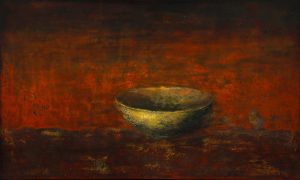 Old Bowl 54 - Vietnamese Lacquer Painting by Artist Nguyen Tuan Cuong
