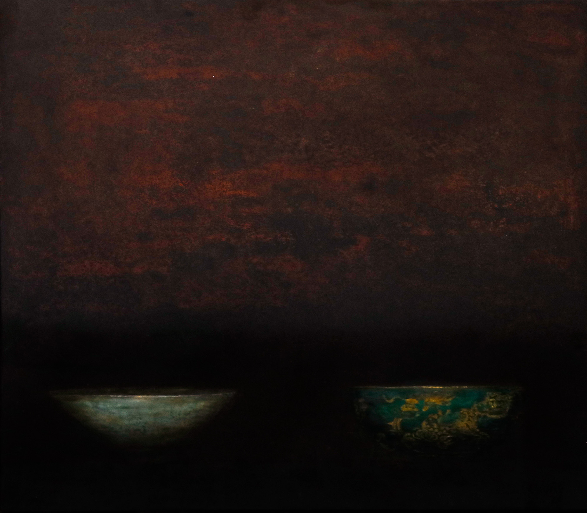 Old Bowl 57 - Vietnamese Lacquer Painting by Artist Nguyen Tuan Cuong