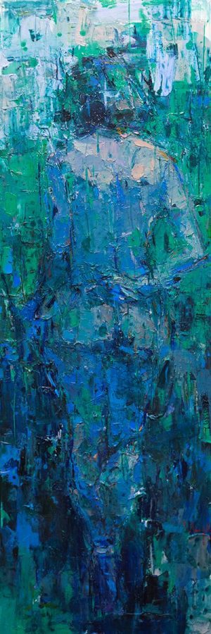 Blue Nude - Vietnamese Oil Painting by Artist Danh Cuong