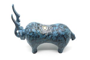 Blue Reindeer - Vietnamese Lacquer Artworks by Artist Nguyen Tan Phat