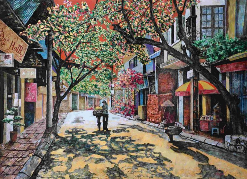 Sunset Shadow - Lacquer Painting by Artist Nguyen Van Nghia
