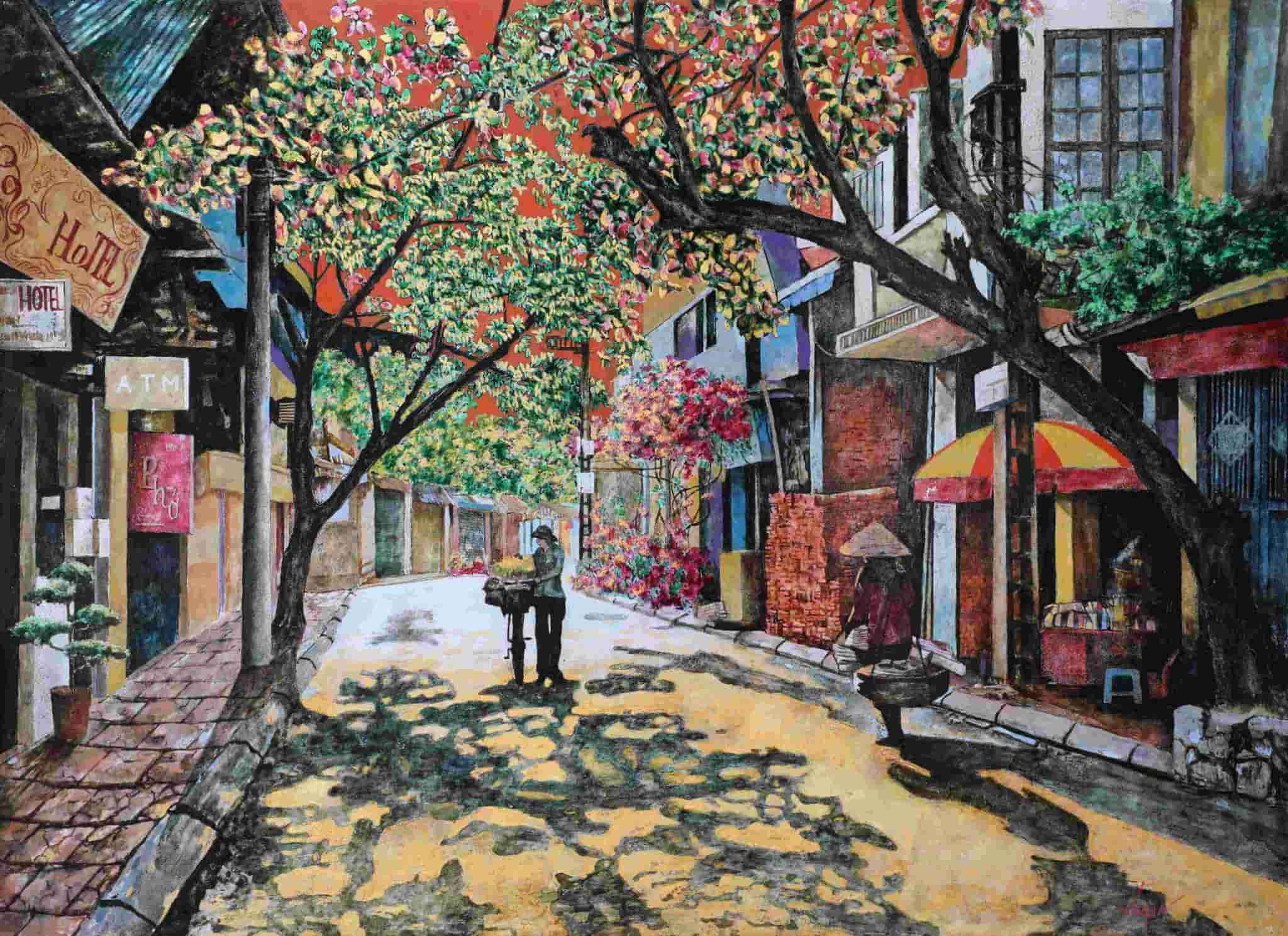 Sunset Shadow - Lacquer Painting by Artist Nguyen Van Nghia