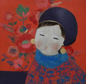 Bong - The Little Girl - Vietnamese Lacquer Paintings by Artist Dang Hien