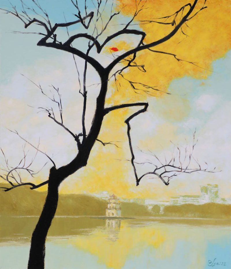 By the Lakeshore IV - Vietnamese Oil Painting by artist Dang Dinh Ngo