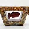 Cat Eats Fish II - Vietnamese Lacquer Artwork by Artist Nguyen Tan Phat