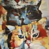 Cats' Stalk - Vietnamese Acrylic Painting by Artist Nguyen Thu Thuy
