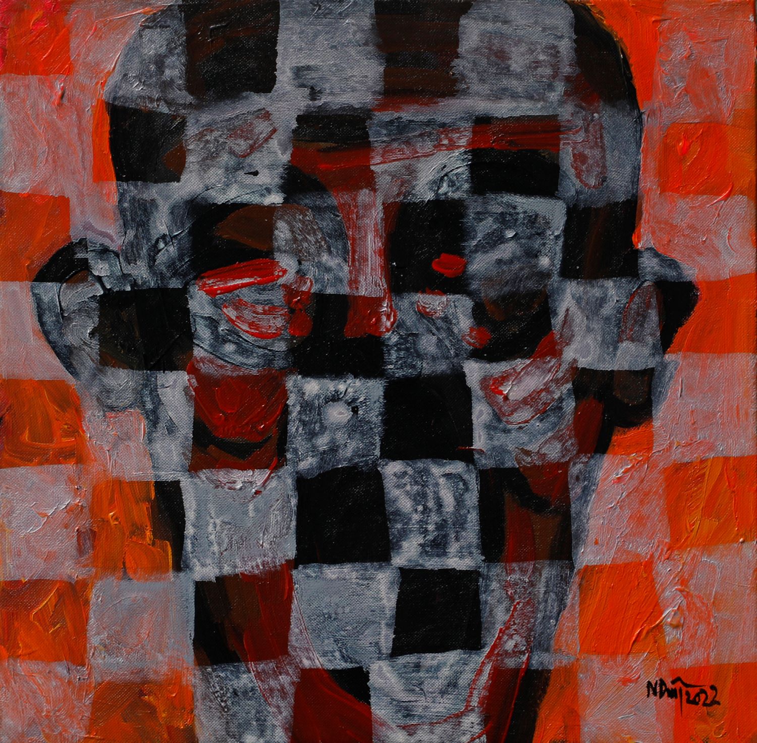 Chess Portrait II - Vietnamese Acrylic Painting by Artist Hoang Ngoc Dung