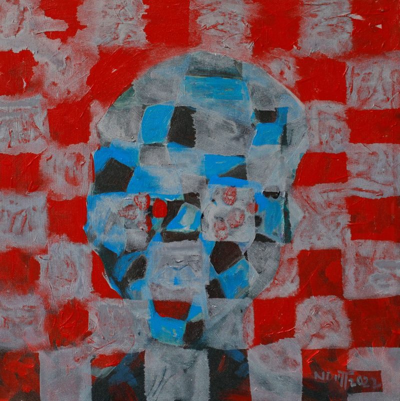 Chess Portrait XV - Vietnamese Acrylic Painting by Artist Hoang Ngoc Dung