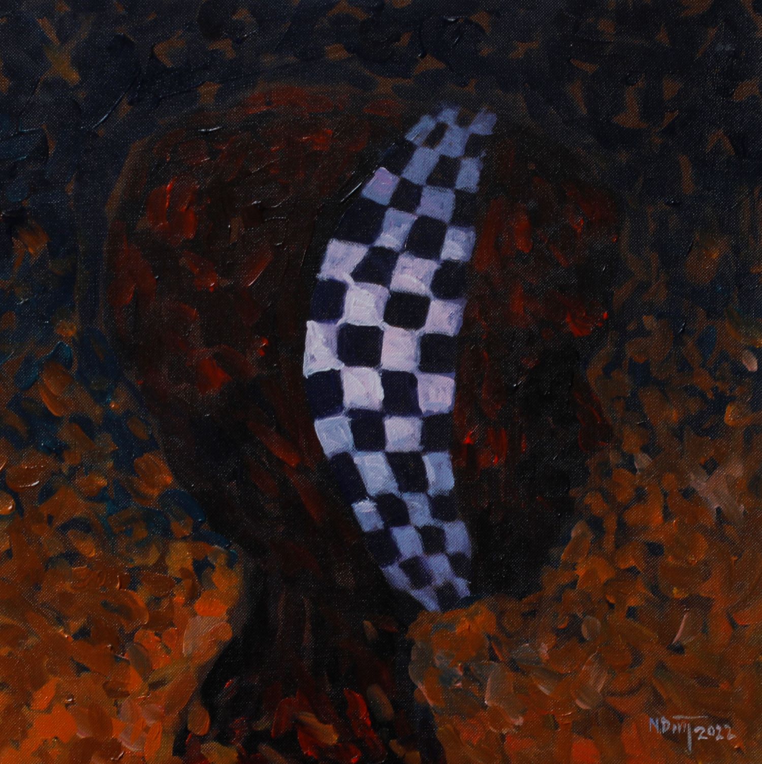 Chess Portrait XVII - Vietnamese Acrylic Painting by Artist Hoang Ngoc Dung