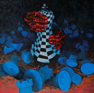 Chess Pressure II - Vietnamese Acrylic Painting by Artist Hoang Ngoc Dung