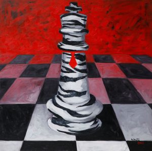 Chess Pressure III - Vietnamese Acrylic Painting by Artist Hoang Ngoc Dung