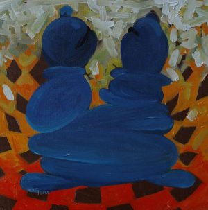 Chess Pressure IX - Vietnamese Acrylic Painting by Artist Hoang Ngoc Dung