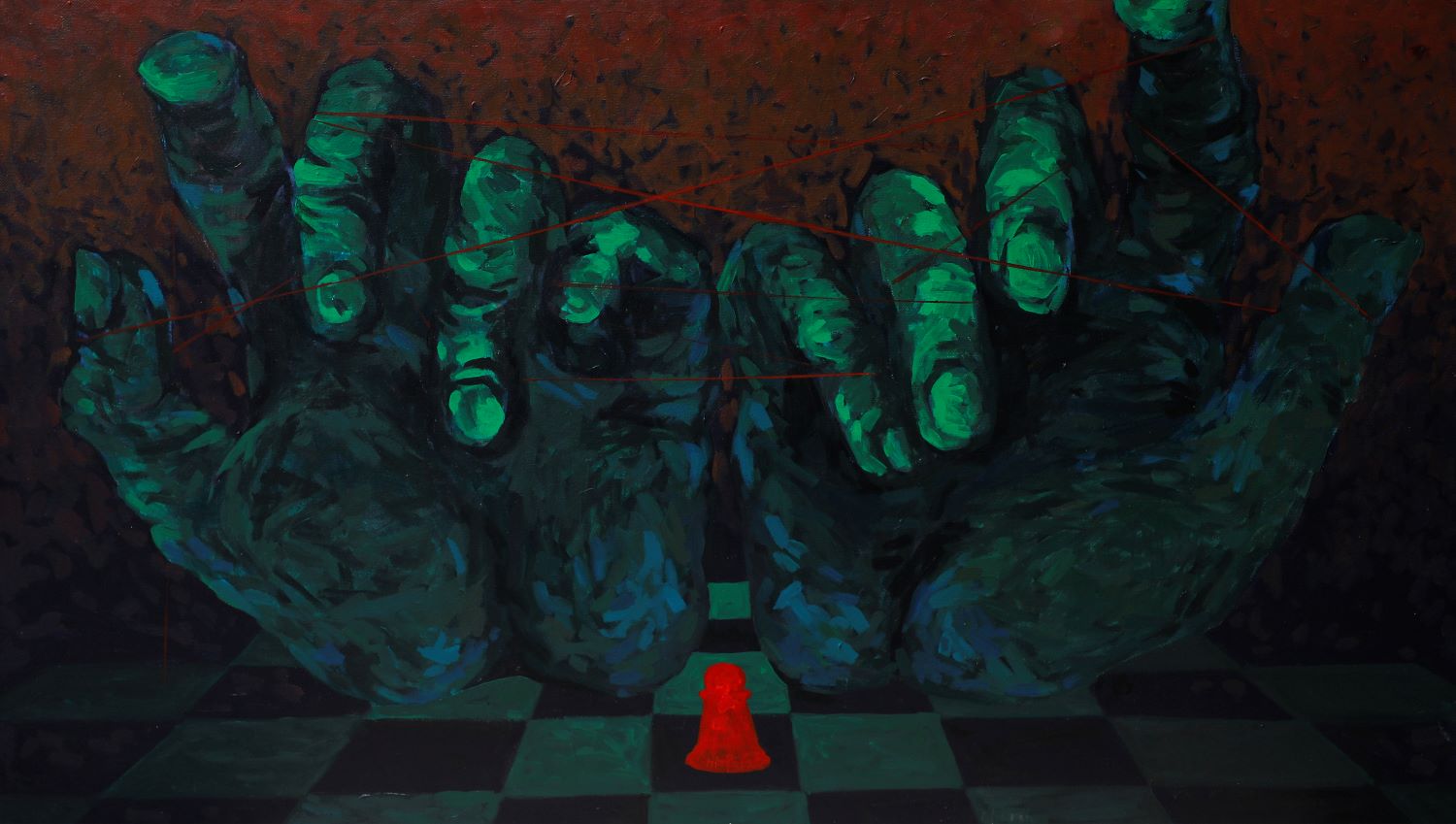 Chess Pressure VI - Vietnamese Acrylic Painting by Artist Hoang Ngoc Dung