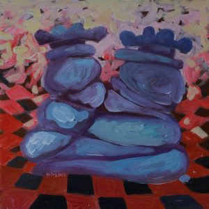 Chess Pressure VII - Vietnamese Acrylic Painting by Artist Hoang Ngoc Dung
