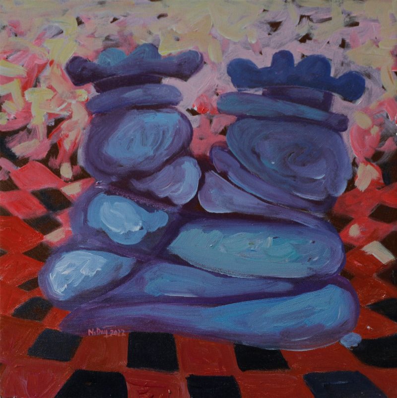 Chess Pressure VII - Vietnamese Acrylic Painting by Artist Hoang Ngoc Dung