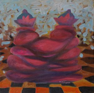 Chess Pressure X - Vietnamese Acrylic Painting by Artist Hoang Ngoc Dung