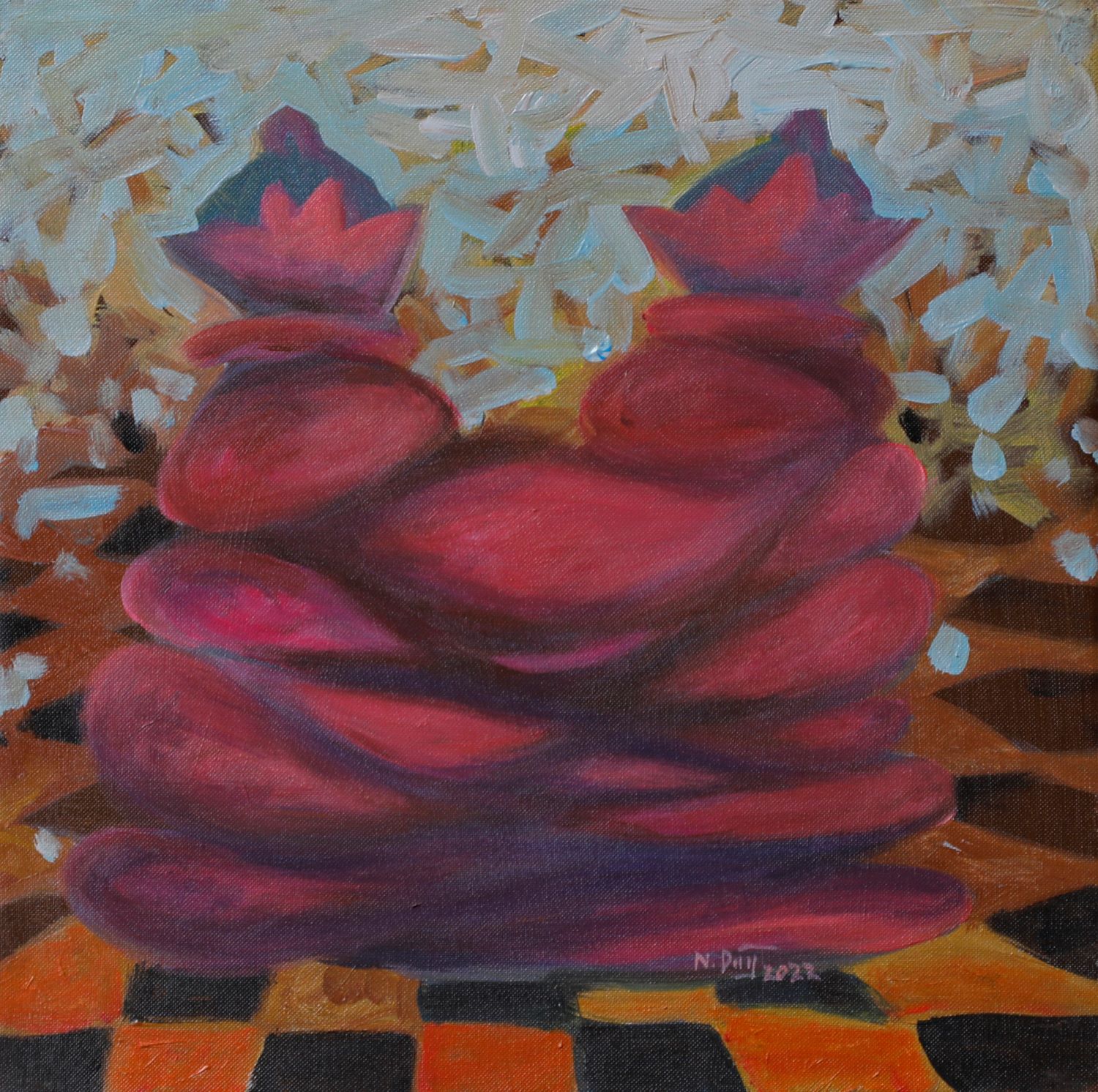 Chess Pressure X - Vietnamese Acrylic Painting by Artist Hoang Ngoc Dung